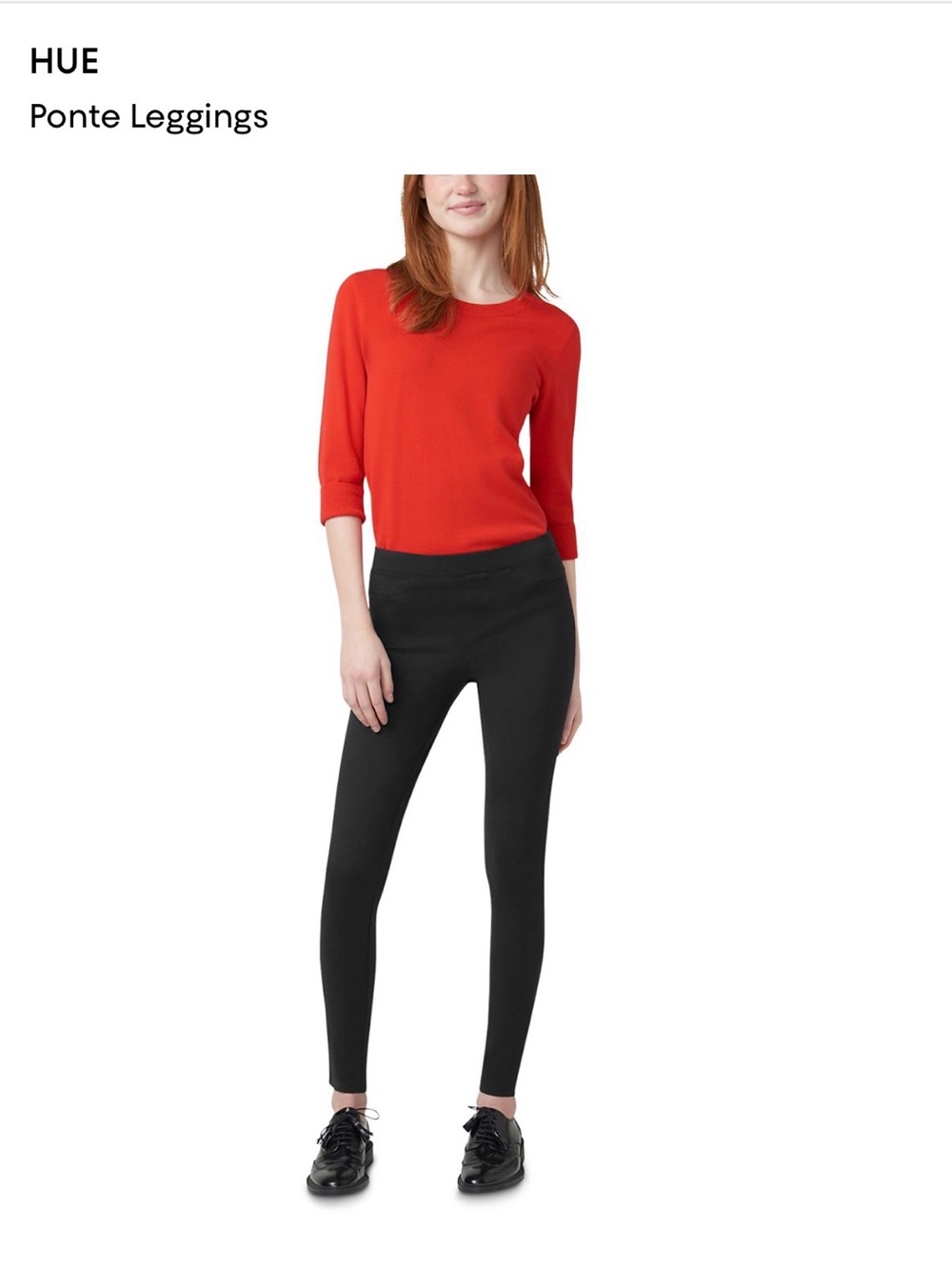 HUE Black Ponte High-Rise Leggings